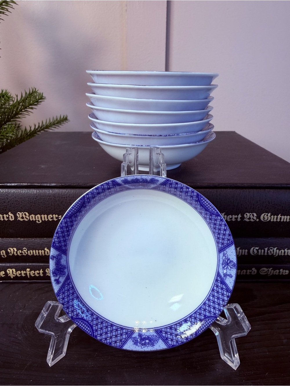 Set of 8 Porcelain Jingdezhen China Blue SUSHI BOWLS DISH 4”
